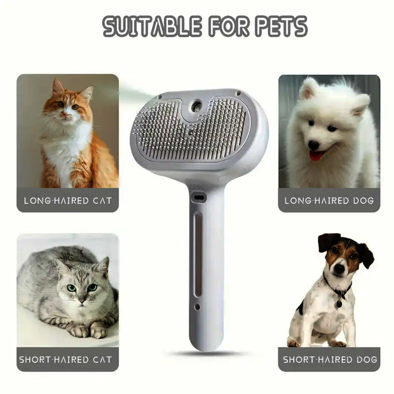 🐕🦺🐕🦺Natravor™ 3-in-1 Pet Steam Brush for Dogs, Cats - Rechargeable Deshedding Comb with Stainless Steel Bristles🎉