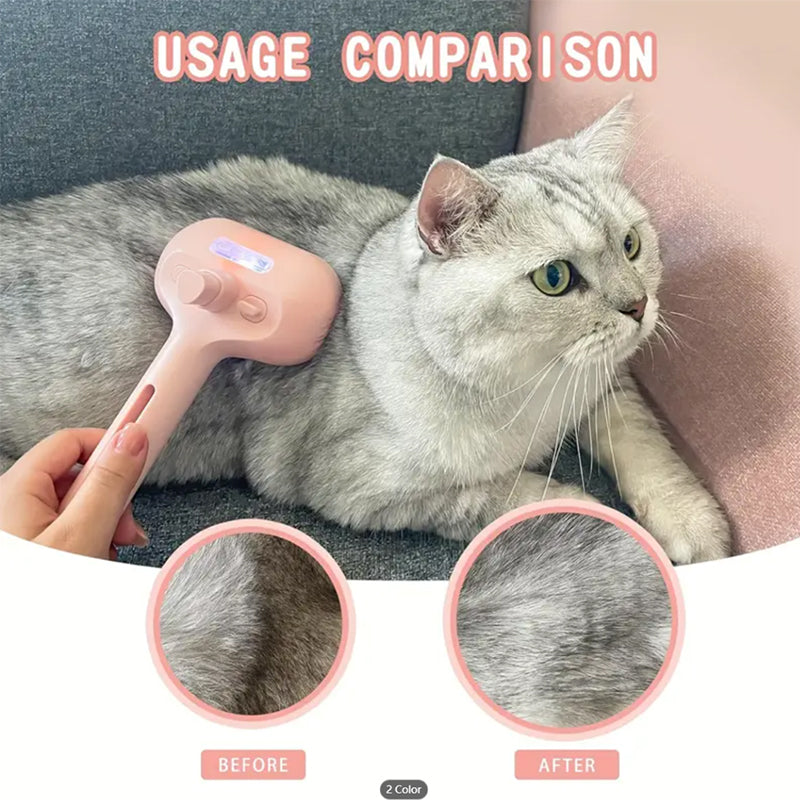 🐕🦺🐕🦺Natravor™ 3-in-1 Pet Steam Brush for Dogs, Cats - Rechargeable Deshedding Comb with Stainless Steel Bristles🎉
