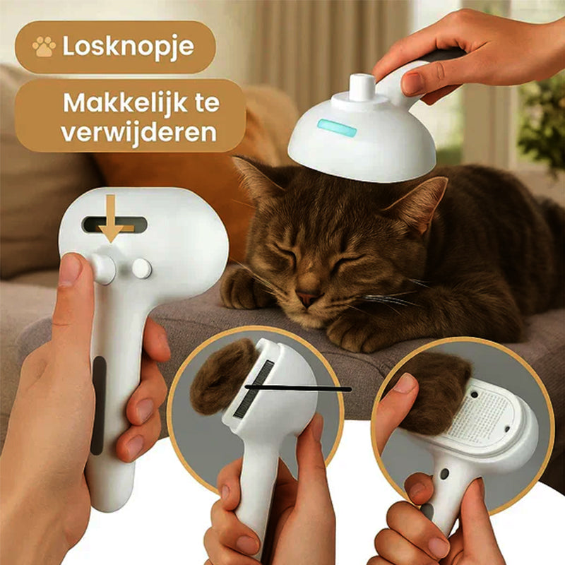 🐕🦺🐕🦺Natravor™ 3-in-1 Pet Steam Brush for Dogs, Cats - Rechargeable Deshedding Comb with Stainless Steel Bristles🎉