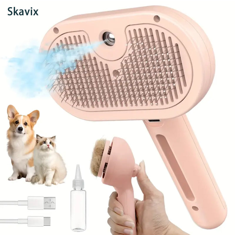 🐕🦺🐕🦺Natravor™ 3-in-1 Pet Steam Brush for Dogs, Cats - Rechargeable Deshedding Comb with Stainless Steel Bristles🎉