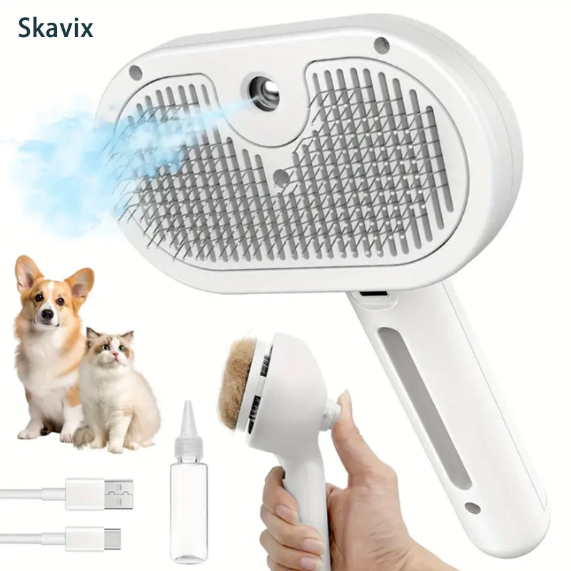 🐕🦺🐕🦺Natravor™ 3-in-1 Pet Steam Brush for Dogs, Cats - Rechargeable Deshedding Comb with Stainless Steel Bristles🎉