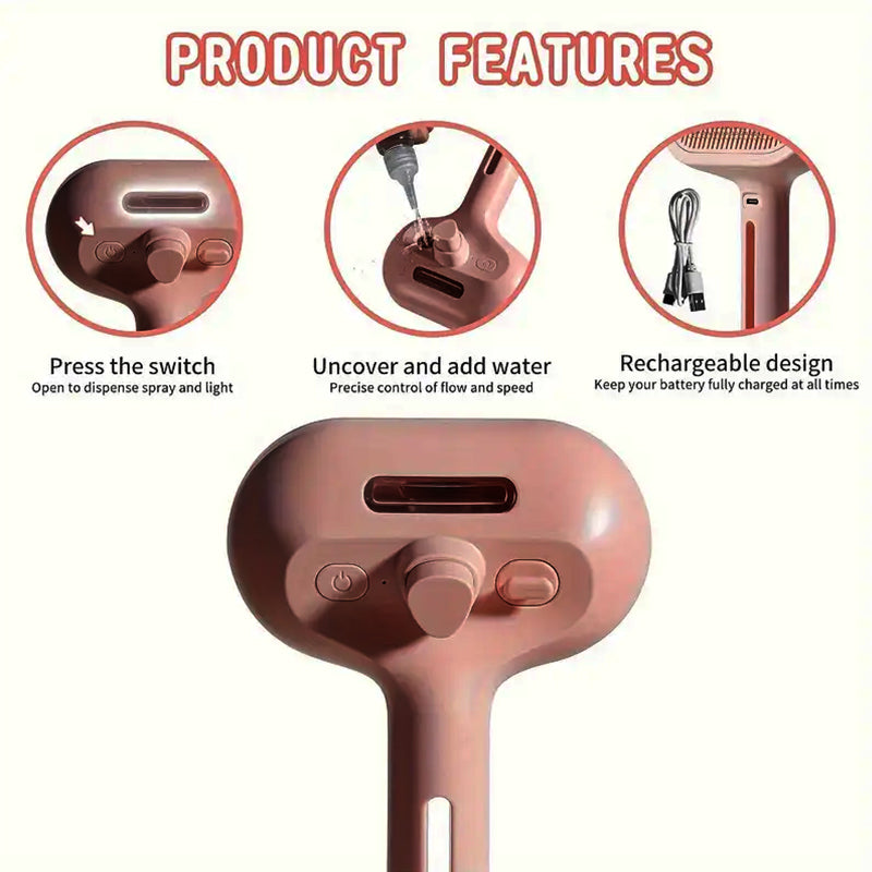 🐕🦺🐕🦺Natravor™ 3-in-1 Pet Steam Brush for Dogs, Cats - Rechargeable Deshedding Comb with Stainless Steel Bristles🎉
