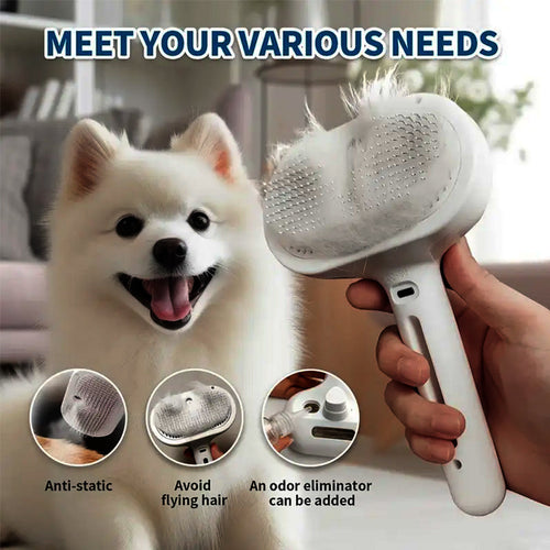🐕🦺🐕🦺Natravor™ 3-in-1 Pet Steam Brush for Dogs, Cats - Rechargeable Deshedding Comb with Stainless Steel Bristles🎉