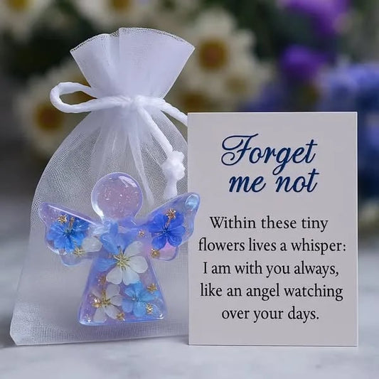 🔥Last Day: BUY 3 GET 1 FREE - 🪽Forget Me Not Dried Flower Angel Keepsake - Timeless Gift for Remembrance, Comfort & Hope