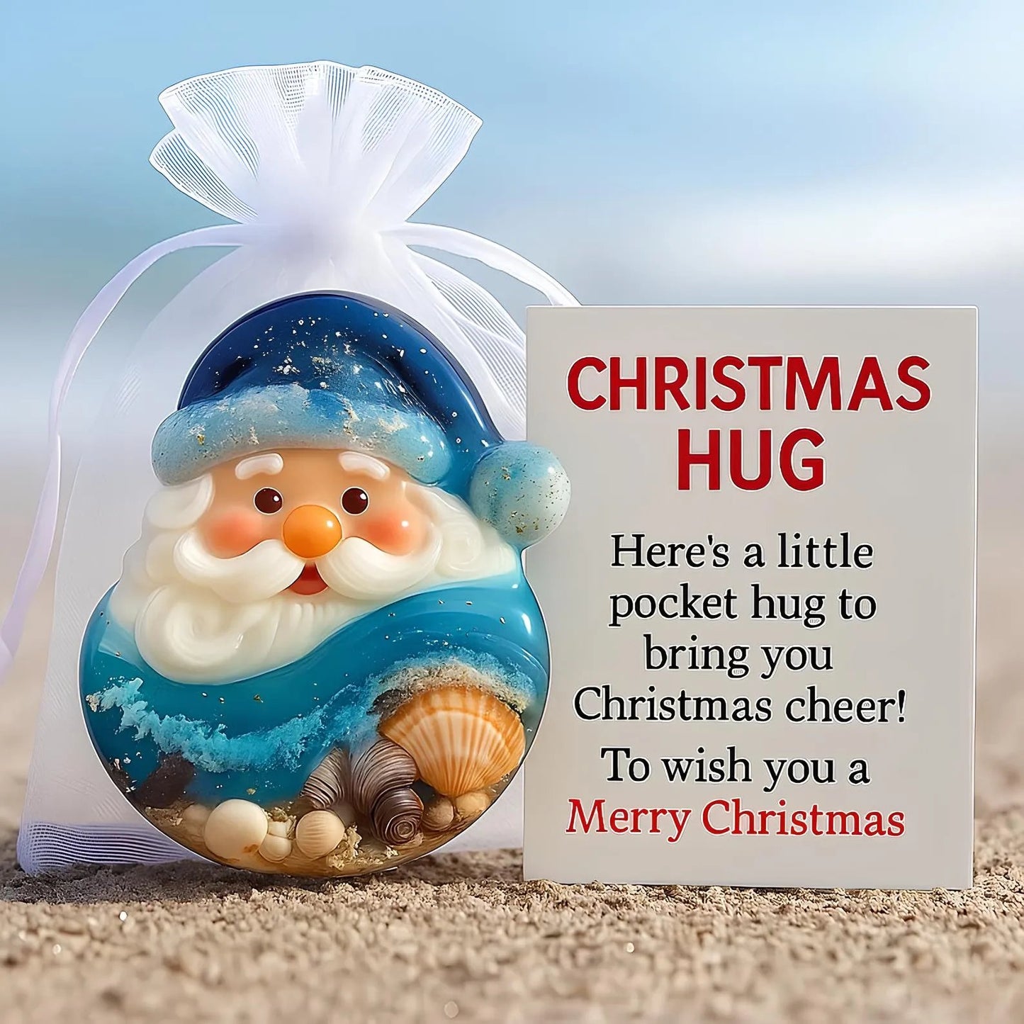 🔥LAST DAY 50% OFF - 🎅✨Sea Glass Santa Pocket Hug – Christmas Warmth in Your Hands! 🎄