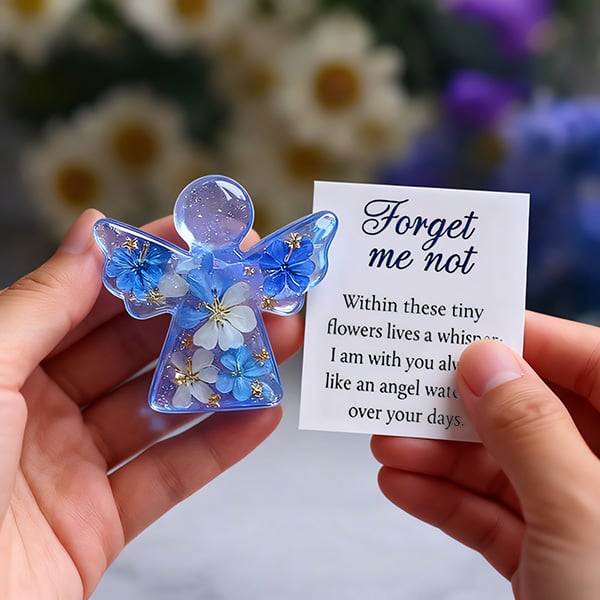 🔥Last Day: BUY 3 GET 1 FREE - 🪽Forget Me Not Dried Flower Angel Keepsake - Timeless Gift for Remembrance, Comfort & Hope
