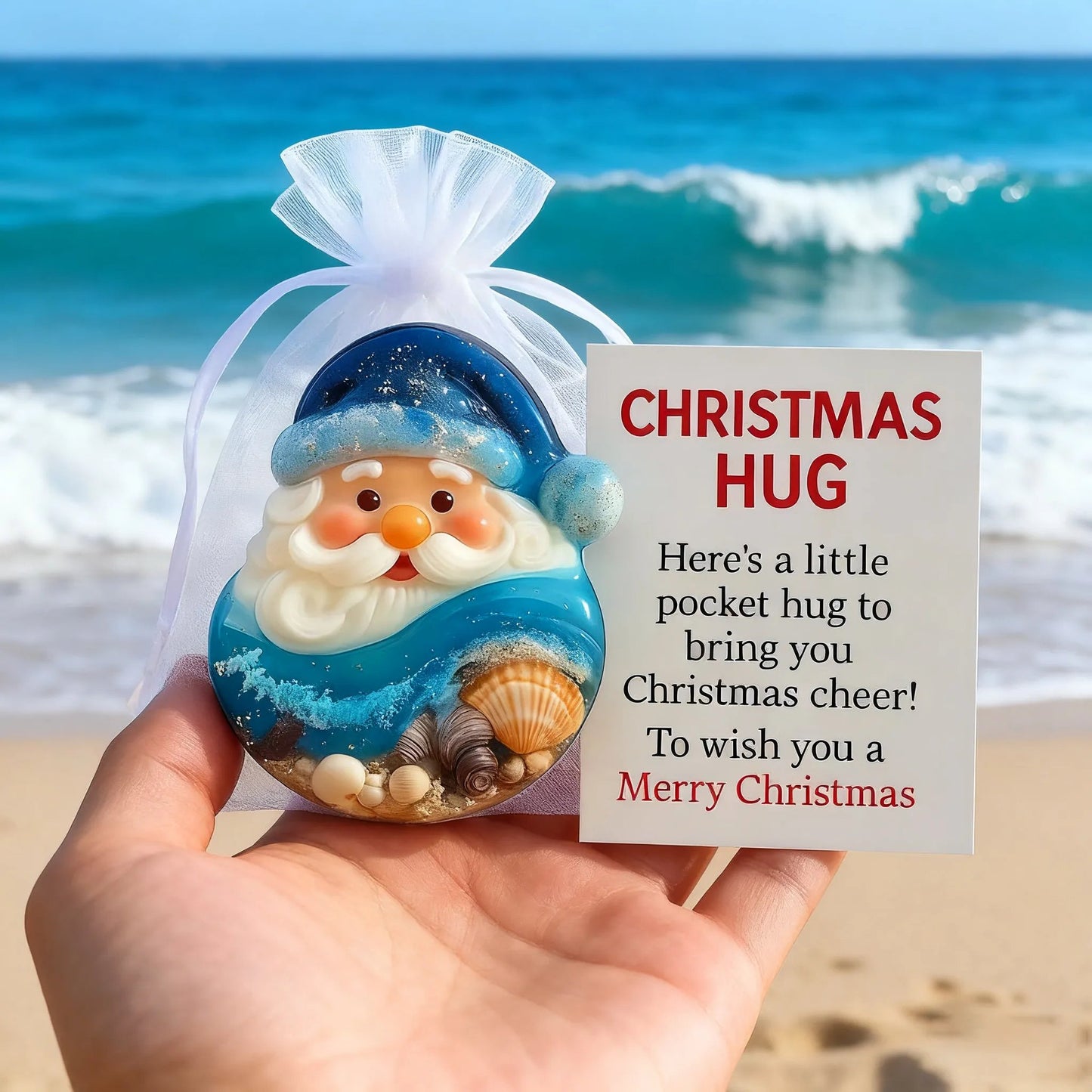 🔥LAST DAY 50% OFF - 🎅✨Sea Glass Santa Pocket Hug – Christmas Warmth in Your Hands! 🎄