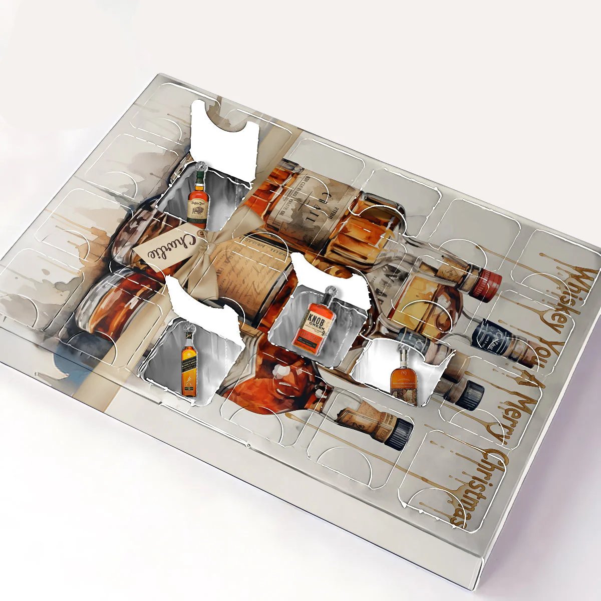 Whiskey Christmas Gift - Personalized Whisky Advent Calendar With Ornaments