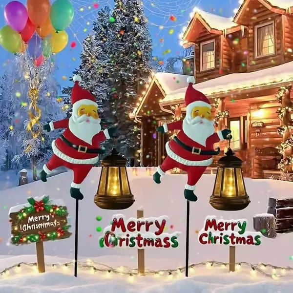 Christmas Early Bird Sale-Christmas Solar Kettle Lights Garden Lawn Decorative Lights Santa Kettle Ground Lamp Solar LED Night Lights Outdoor Garden Decor